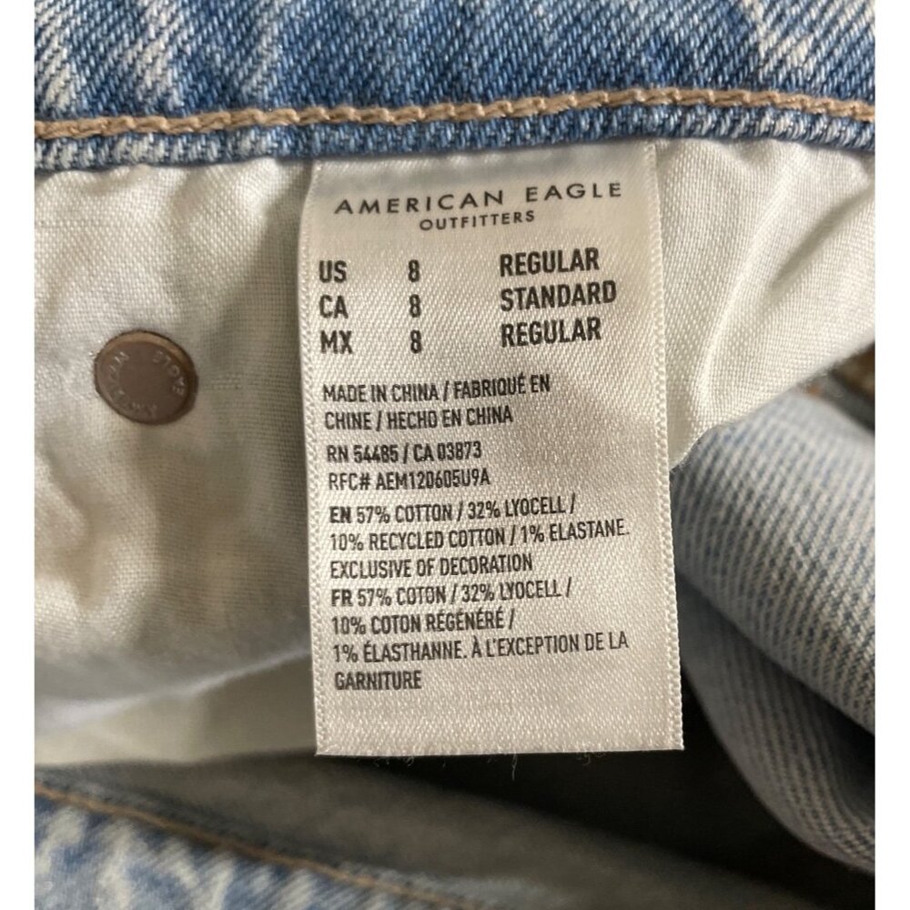 AE Stretch Super High-Waisted Straight Distressed Light Blue Jeans Womens Size 8 - Picture 10 of 11
